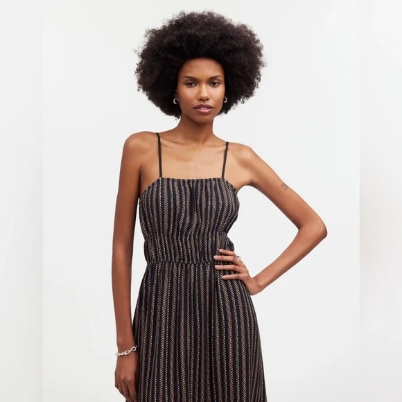 Madewell Smocked Stripe Mini Dress in Mini Dot Stripe - Picture 2 of 9